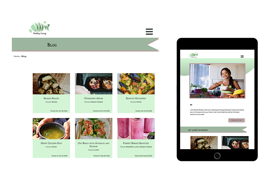 Picture of screenshot of the Healthy Living blog site